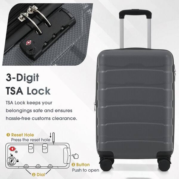 Merax 22.8 in. Gray ABS Hardside Luggage Double Spinner Expandable