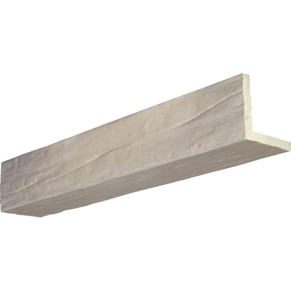 Ekena Millwork 4 in. x 8 in. x 10 ft. 2-Sided (L-Beam) Riverwood White Washed Faux Wood Ceiling Beam