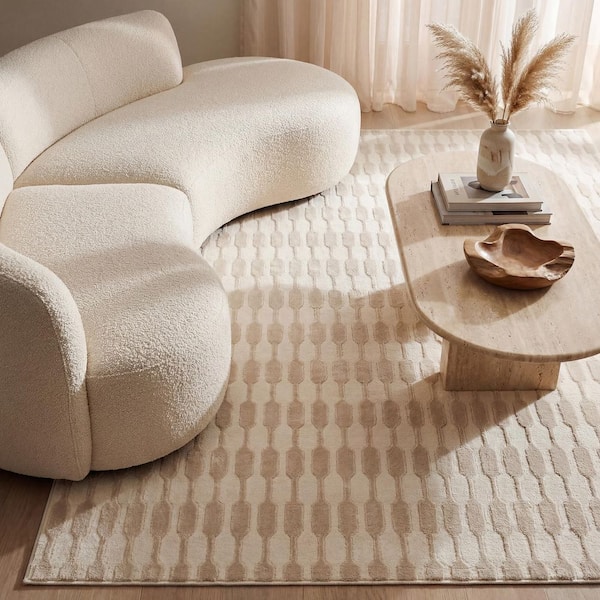 Rowyn Beige Washable 9 ft. x 12 ft. Indoor Area Rug