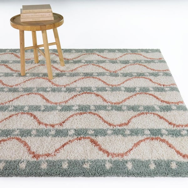 Meridian Green 5 ft. x 7 ft. Wavy Stripe Area Rug