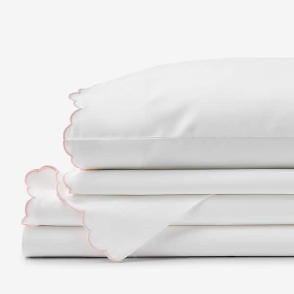 The Company Store Company Cotton Embroidered Scallop Blush Sateen Queen Sheet Set