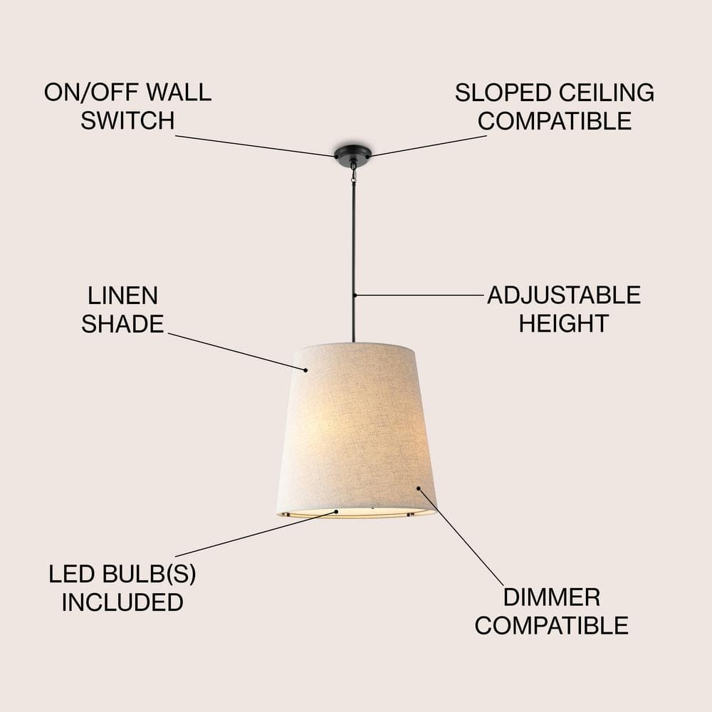 Arden 18" Bohemian Farmhouse Adjustable LED Pendant in Oil-Rubbed Bronze