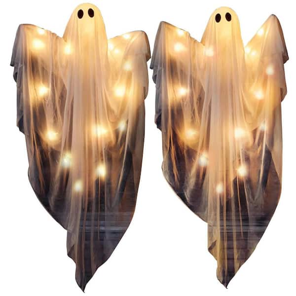 Joyfy 3 Ft. 2Pcs LED Hanging Ghost Halloween Yard Decoration
