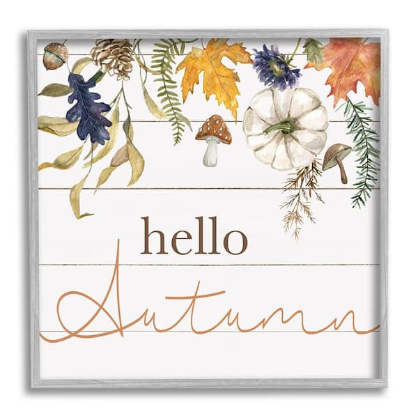 Stupell Industries Hello Autumn Botanicals by Livi Finn 1-Piece Framed Graphic Print Nature Poster Art Print 24 in. x 24 in.