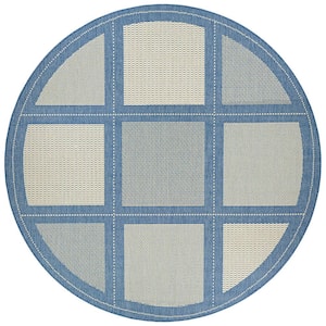 Recife Summit Champagne-Blue 9 ft. x 9 ft. Round Indoor/Outdoor Area Rug