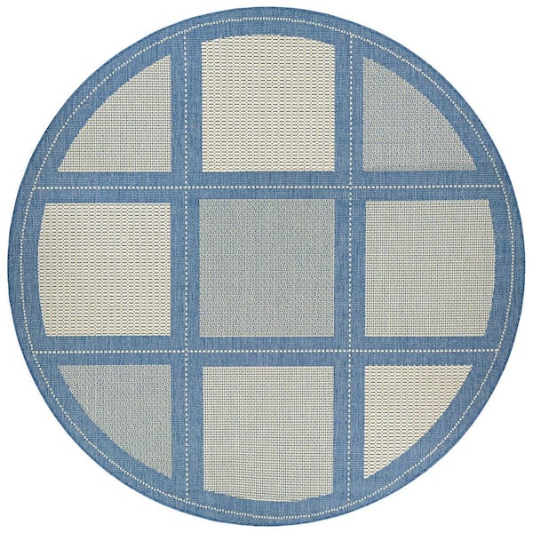 Couristan Recife Summit Champagne-Blue 9 ft. x 9 ft. Round Indoor/Outdoor Area Rug