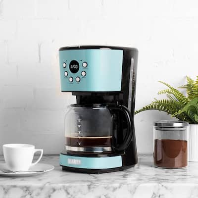 Heritage 12-Cup Turquoise Retro Style Coffee Maker Programmable with Strength Control and Timer