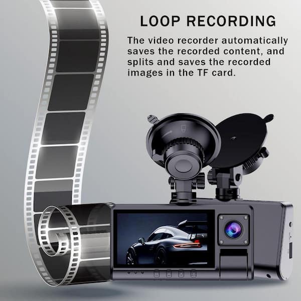 WRIGHTMASTER 3-Channel Full HD Mirror Dashcam with Loop Recording