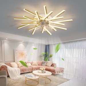 36. 2 in. Integrated LED Indoor Gold Modern Ceiling Fan with 6 Speed and Remote Control