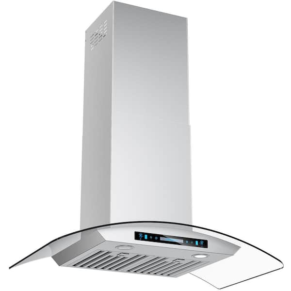 36 in. 900 CFM Ducted Wall Mount Range Hood in Stainless Steel with Tempered Glass, 4-Speed and Gesture Control