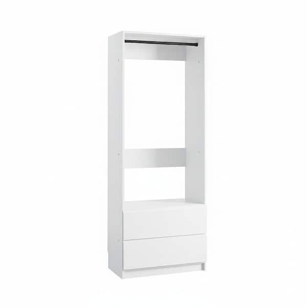 Prosper 32 in. W White Tower Unit 1-Shelf 2-Drawers Wood Closet System