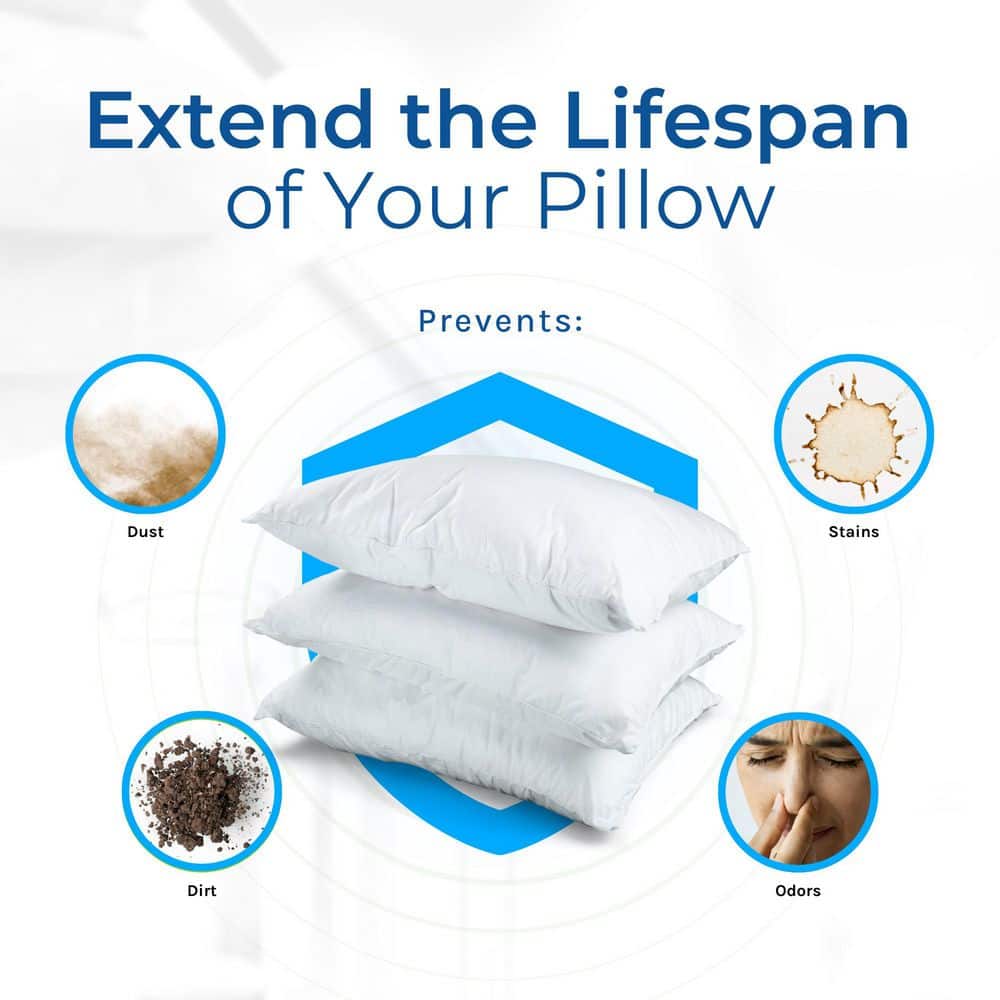 Premium Queen Size White Polyester Hypoallergenic Pillow Protector