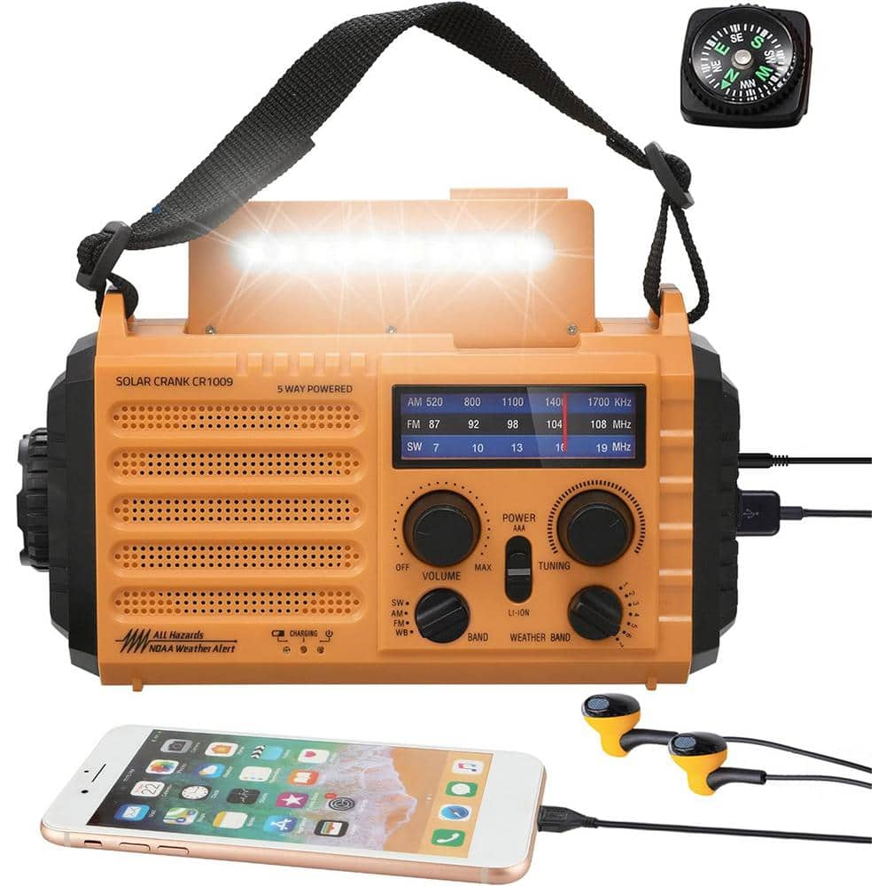 5000 Weather Portable Radio, Solar Hand Crank 5-Way Power Emergency Radio, AM/FM/Shortwave/NOAA Alert Survival -  Etokfoks, MLPH030LT070