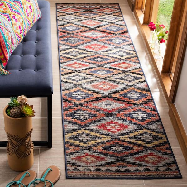 Montage Rust/Multi 2 ft. x 8 ft. Geometric Indoor/Outdoor Patio  Runner Rug