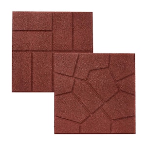 16 in. x 16 in. Red Dual-Sided Rubber Paver (9-Pack)