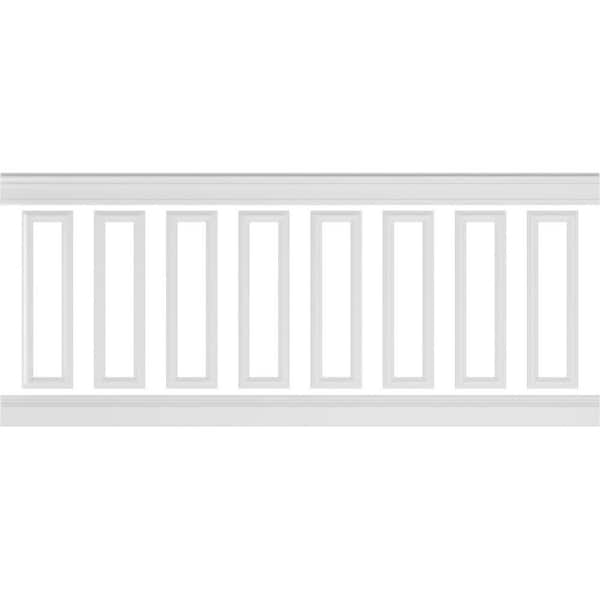 Ekena Millwork 94 1/2 in. (Adjustable 40 in. to 44 in.) 26 sq. ft. Polyurethane Ashford Square Panel Wainscot Kit Primed