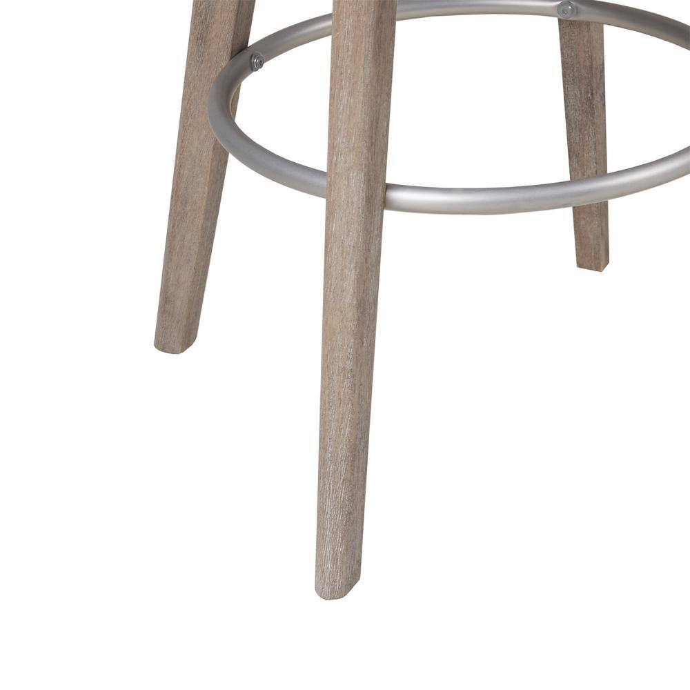 Pearce Elegant Pink Swivel Counter Stool with Reclaimed Grey Wood Legs