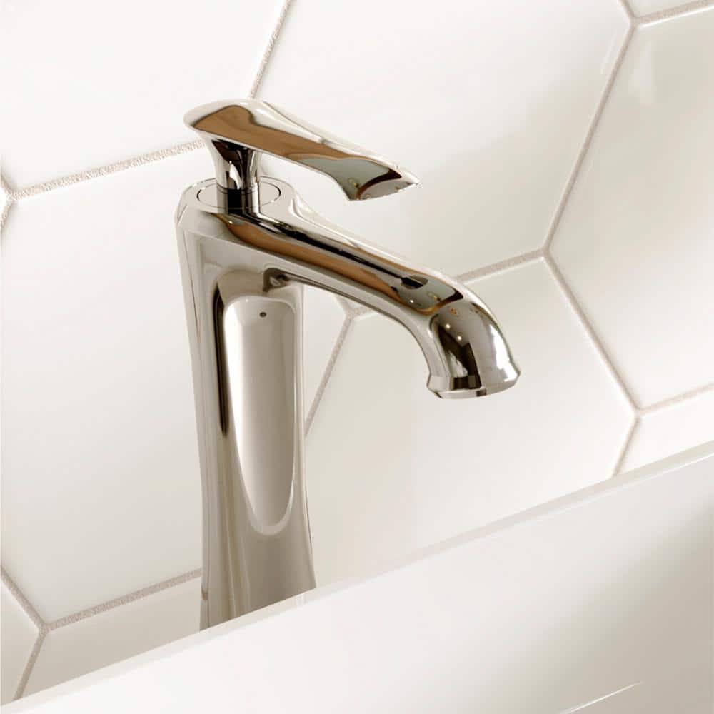 Chrome Single Handle Vessel Bathroom Faucet with Pop-Up Drain