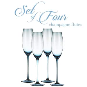 Luxurious and Elegant Blue Colored 7.3 oz. Champagne Flutes (Set of 4)