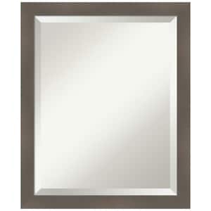 Edwin Clay Grey 18.5 in. x 22.5 in. Beveled Casual Rectangle Wood Framed Wall Mirror in Gray