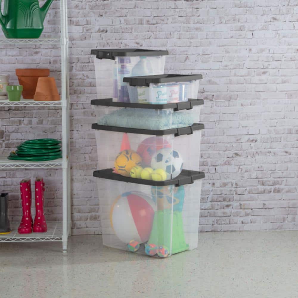 Sterilite 108 Quart Clear Plastic Stacker Storage Containers with Latching Lid