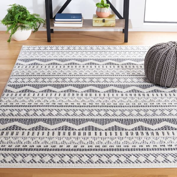 Alamo 8 ft. x 10 ft. Charcoal/Ivory Chevron Geometric Area Rug