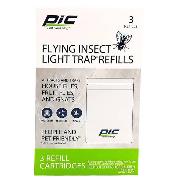 PIC Flying Insect Light Trap Refill, Attracts and Trap House Flies, Fruit Flies, and Gnats-(3-Refill Cartridges)