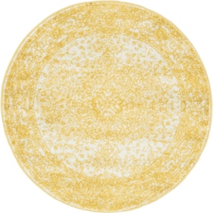 Bromley Midnight Yellow 3 ft. Round Area Rug
