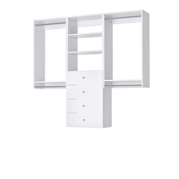 Vista Collection 64.5 in W-64.5 in W White Closet Kit Premium Closet Kit Wall Mounted 9-Shelf Wood Closet System