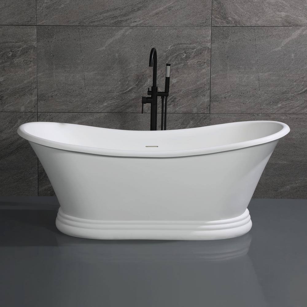 ALFI BRAND 63.4 in. Resin Flatbottom Bathtub in White AB9950 The Home