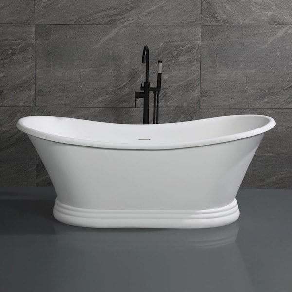 63.4 in. Resin Flatbottom Bathtub in White