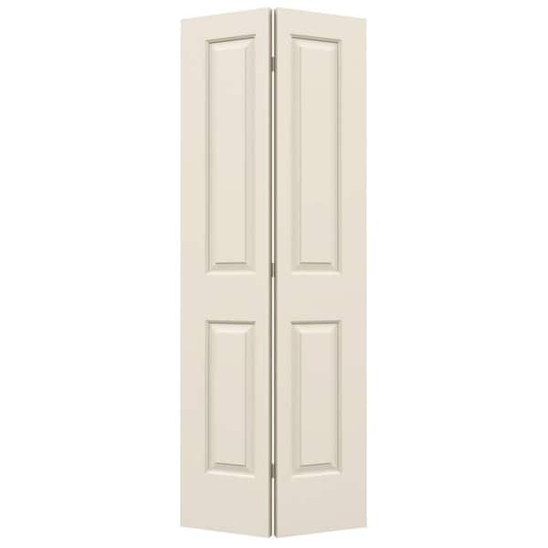 JELD-WEN 30 in. x 80 in. 2 Panel Cambridge Primed Smooth Molded Composite Closet Bi-fold Door