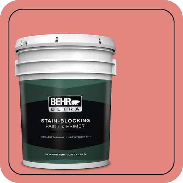 BEHR ULTRA 5 gal. #PPU1-04A Watermelon Punch Semi-Gloss Enamel Exterior Paint & Primer