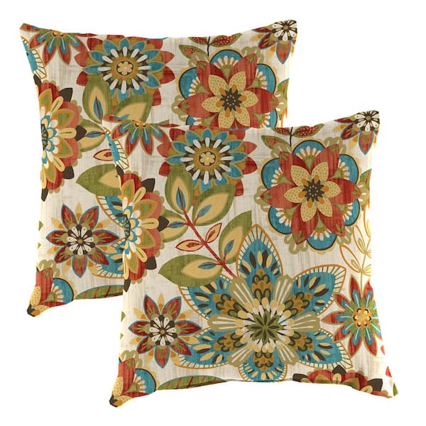 Jordan Manufacturing 20 in. L x 20 in. W x 6 in. T Square Outdoor Throw Pillow in Trendi Teal (2-Pack)