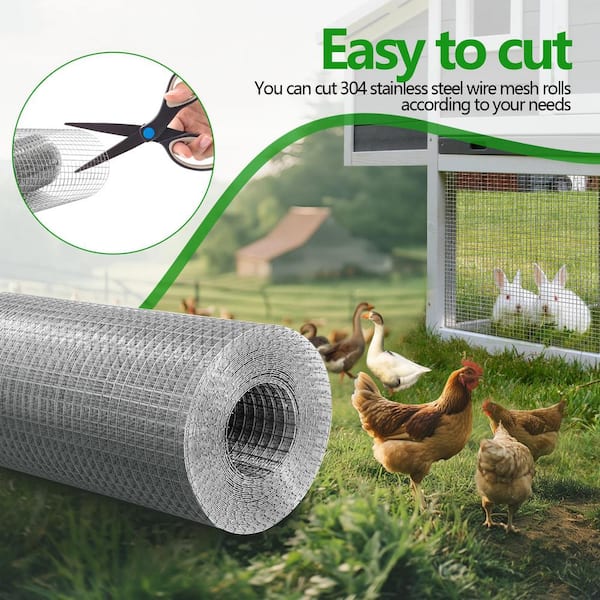Angel Sar 1/4 in. x 12 in. x 10 ft. 304 Stainless Steel Hardware Cloth, Chicken Wire Fencing Wire Roll for BBQ Garden Fence