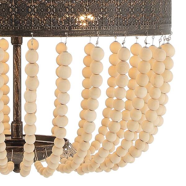Vanity Art 5-Light Black+Gold Unique Empire Chandelier with Beaded Accents in