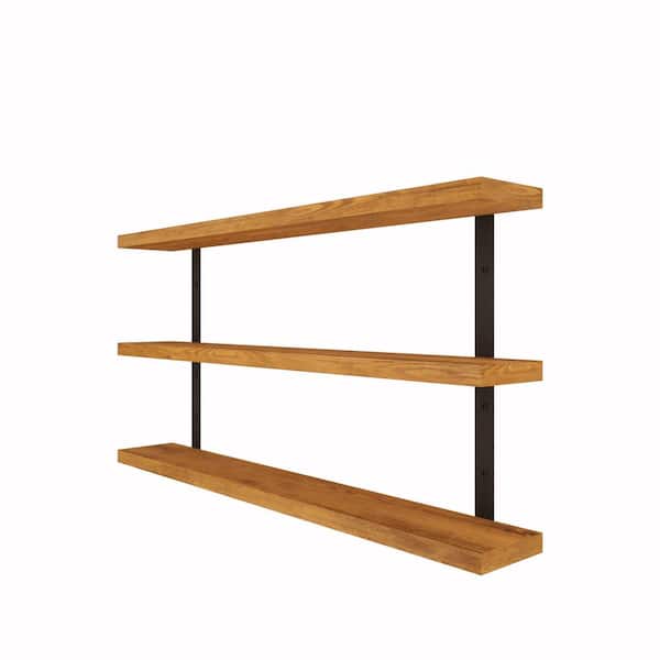 Intrinsic Haven Grace Rustic 30 in. W x 5.5 in. D Light Brown Pine Wood Tiered Decorative Wall Shelf