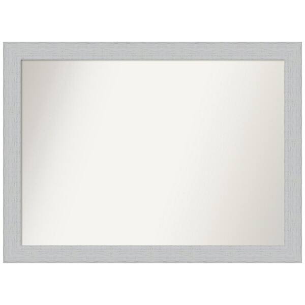 Amanti Art Shiplap White 42.25 in. x 31.25 in. Non-Beveled Rustic Rectangle Wood Framed Wall Mirror in White