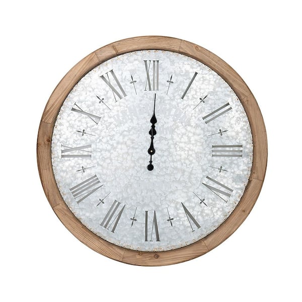 TENGYA LLC 32.3 in. Oversized Wall Clock with Fir Wood Frame, Farmhouse Series Wall Clock, Wall Decor for Living Room, Dining Room