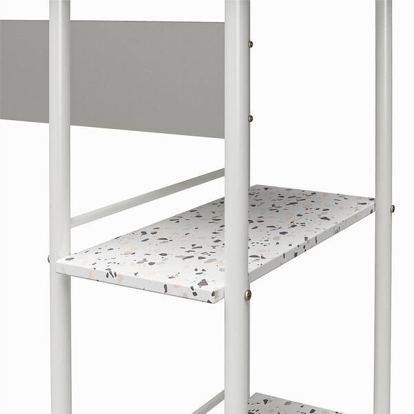 Ameriwood Home Hanley 56 in. L-Shaped Faux Terrazzo Computer Desk with 2-Shelves