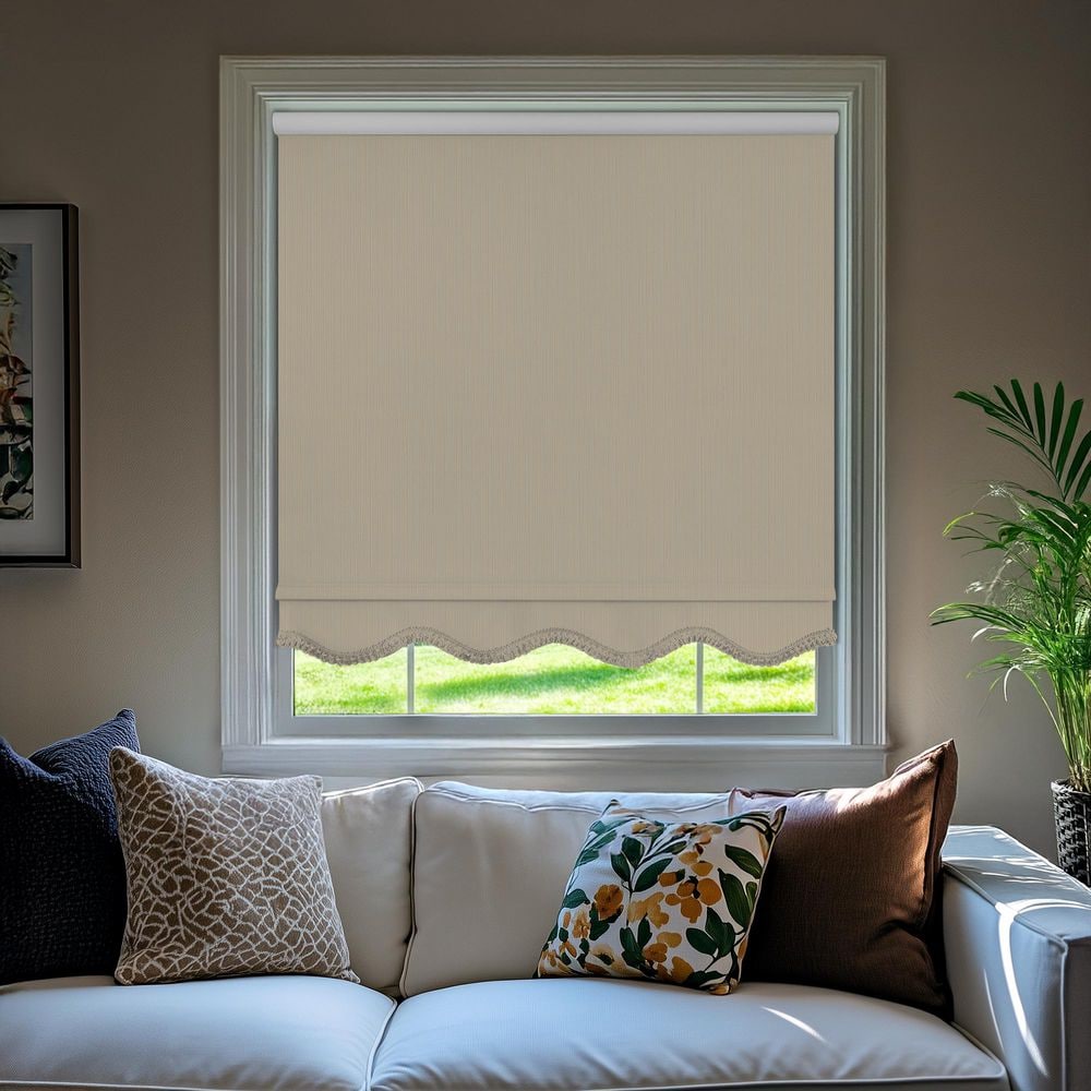 Fringe Sand Textured Cordless Blackout Privacy Vinyl Roller Shade 69.5 in. W x 64 in. L price history on PriceWatchPro