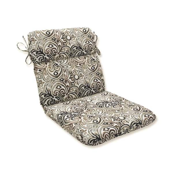 Pillow Perfect Corinthian Outdoor/Indoor 21 in. W x 3 in. H Deep Seat 1-Piece Chair Cushion with Round Corners in Black/Brown Driftwood