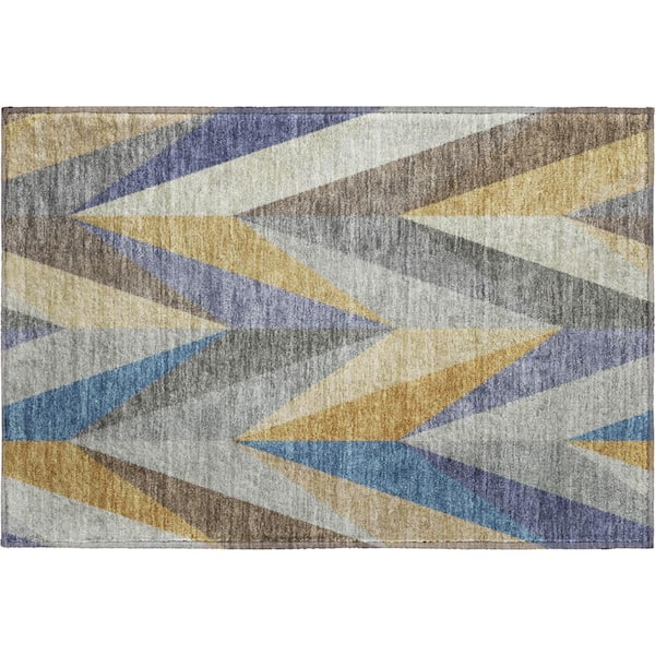 Mayfield Premium Machine Washable Abstract AMF2265 Gold 2 ft. x 3 ft. Accent Rug
