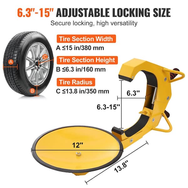 Lyellfe Heavy Duty Trailer Wheel Lock - Adjustable Tire Clamp Boot For Anti-Theft On Cars, Trucks, SUVs, RV 5 thumbnail image