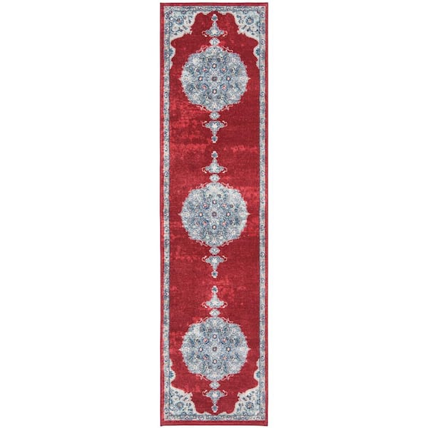 SAFAVIEH Brentwood Red/Ivory 2 ft. x 8 ft. Border Runner Rug