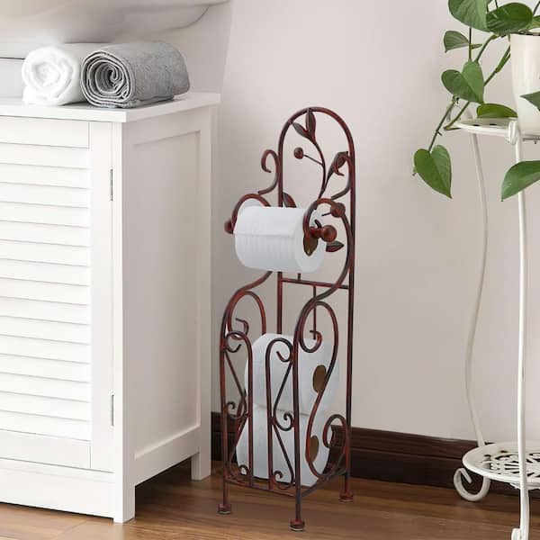 Classic Free Standing Metal Toilet Paper Holder in Bronze