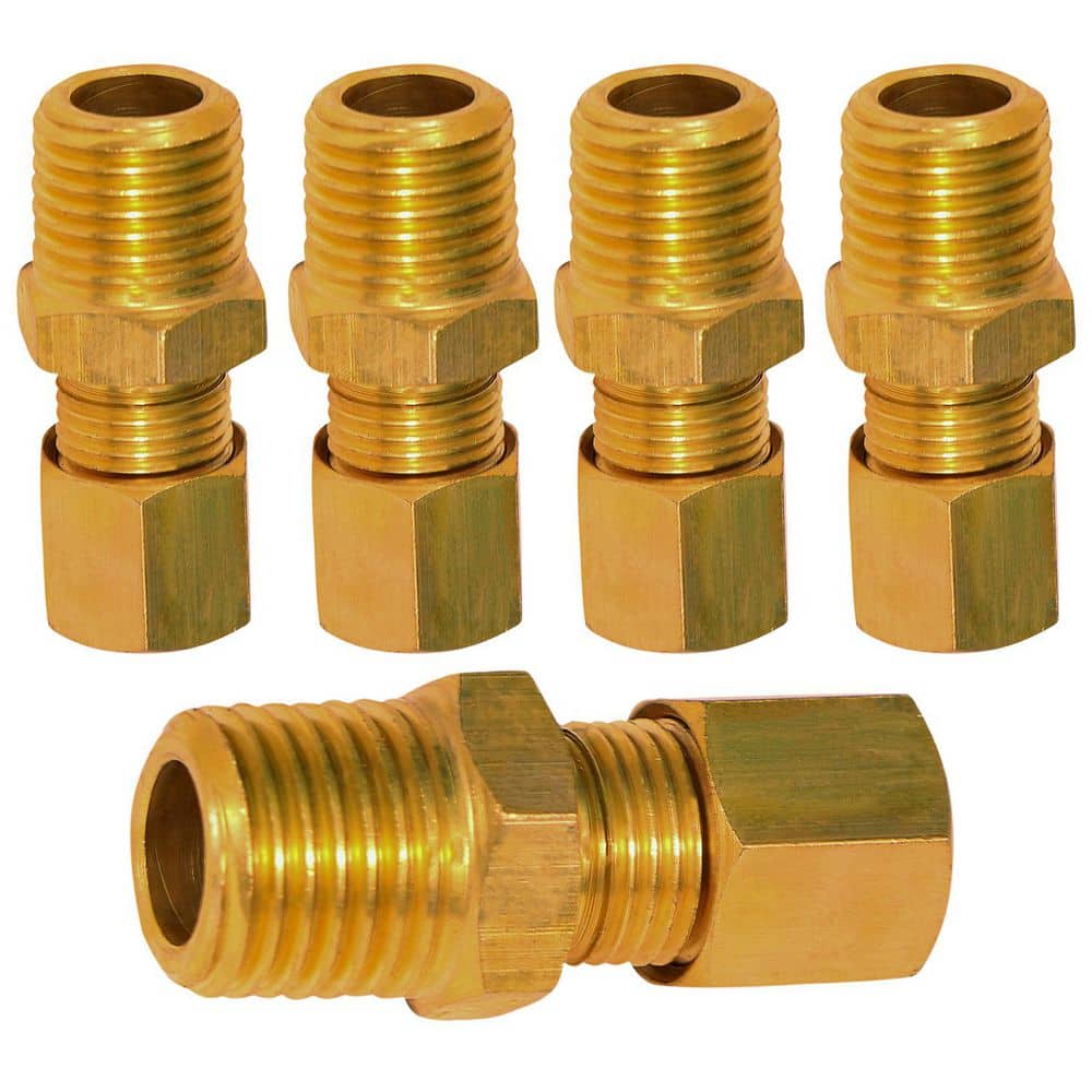 PLUMBFLEX 1/2 in. OD Comp x MIP Adapter Brass for Use with Potable ...