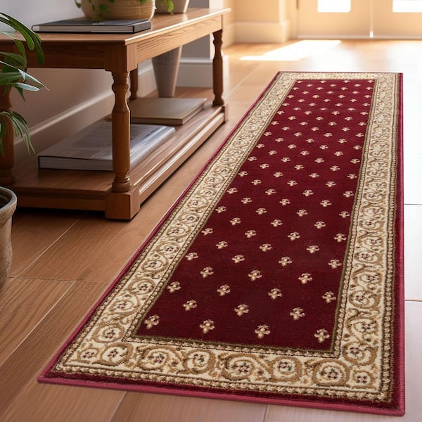 Barclay Fleur De Lis Elegance Traditional Oriental, Red 2 ft. 3 in. x 7 ft. 3 in. Runner Area Rug