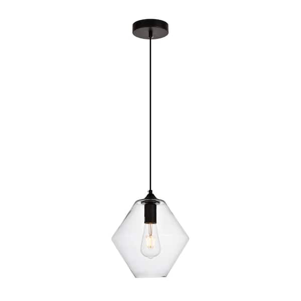 Unbranded Timeless Home Park 9.4 in. W x 9.4 in. H 1-Light Black Pendant with Clear Glass Shade
