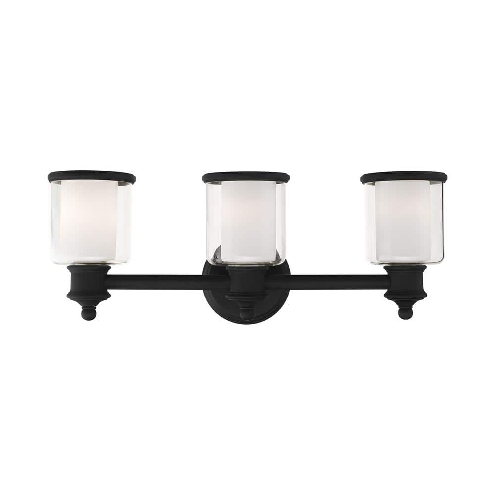 Bellington 23.5 in. 3-Light Black Vanity Light with Clear Outer Glass and Satin Opal Inner Glass price history on PriceWatchPro